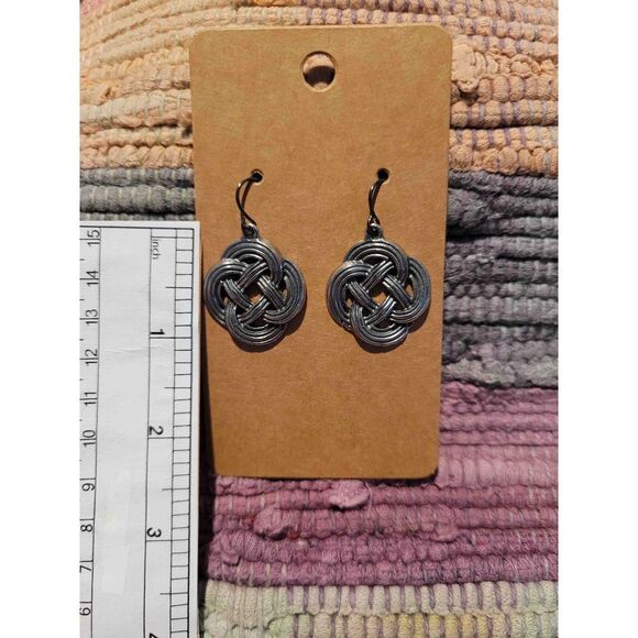 (3 for $15)~JoMa~ Silvertone Celtic Knot Earrings- NWT - Picture 3 of 4
